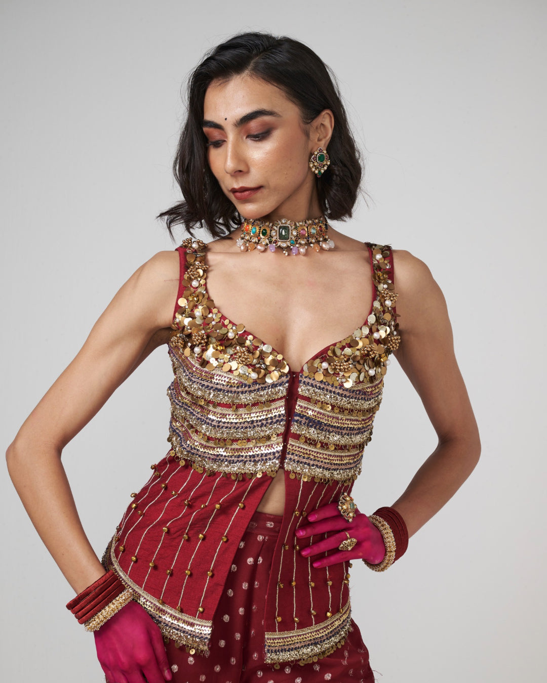 Cherry Ghungroo Sharara Set