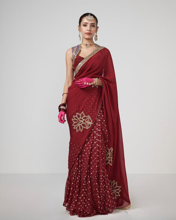 Cherry Chamak saree