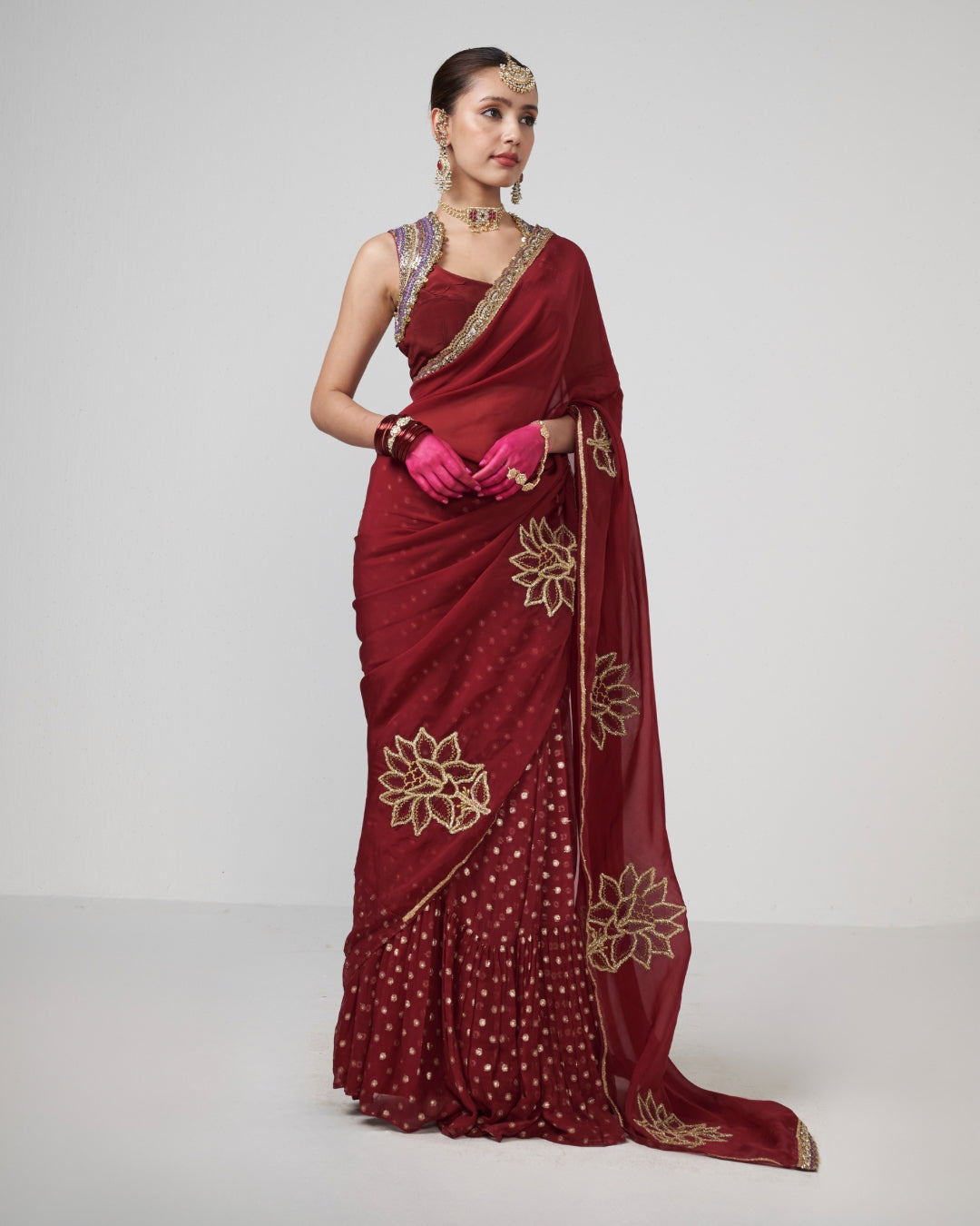 Cherry Chamak saree