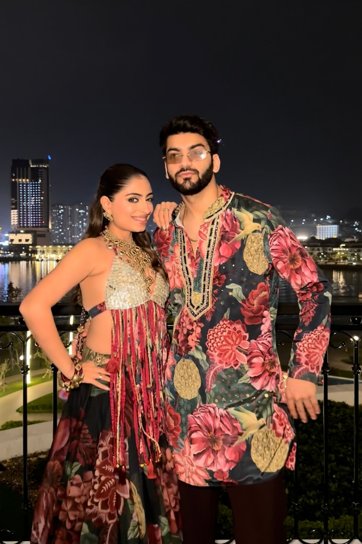 Gouri & Arjun in Corbet Bahaar & Midnight Forest Kurta Set