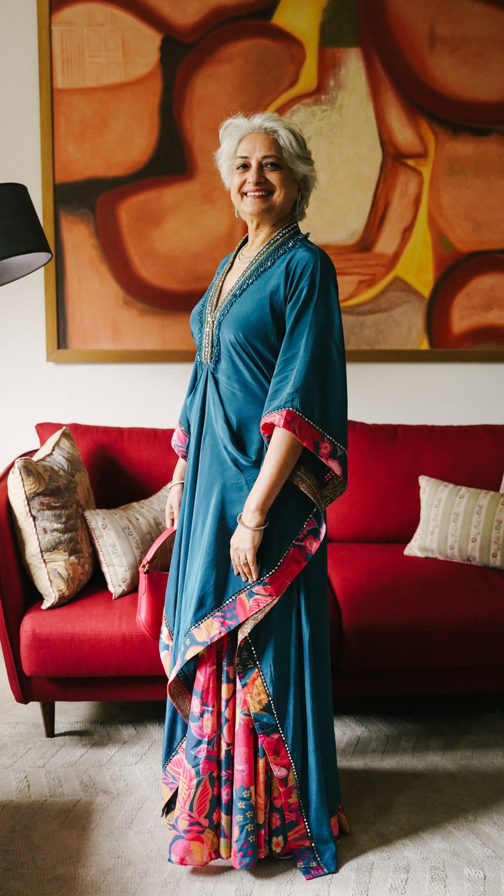 Anju Bhatia in Teal Kaftan Set