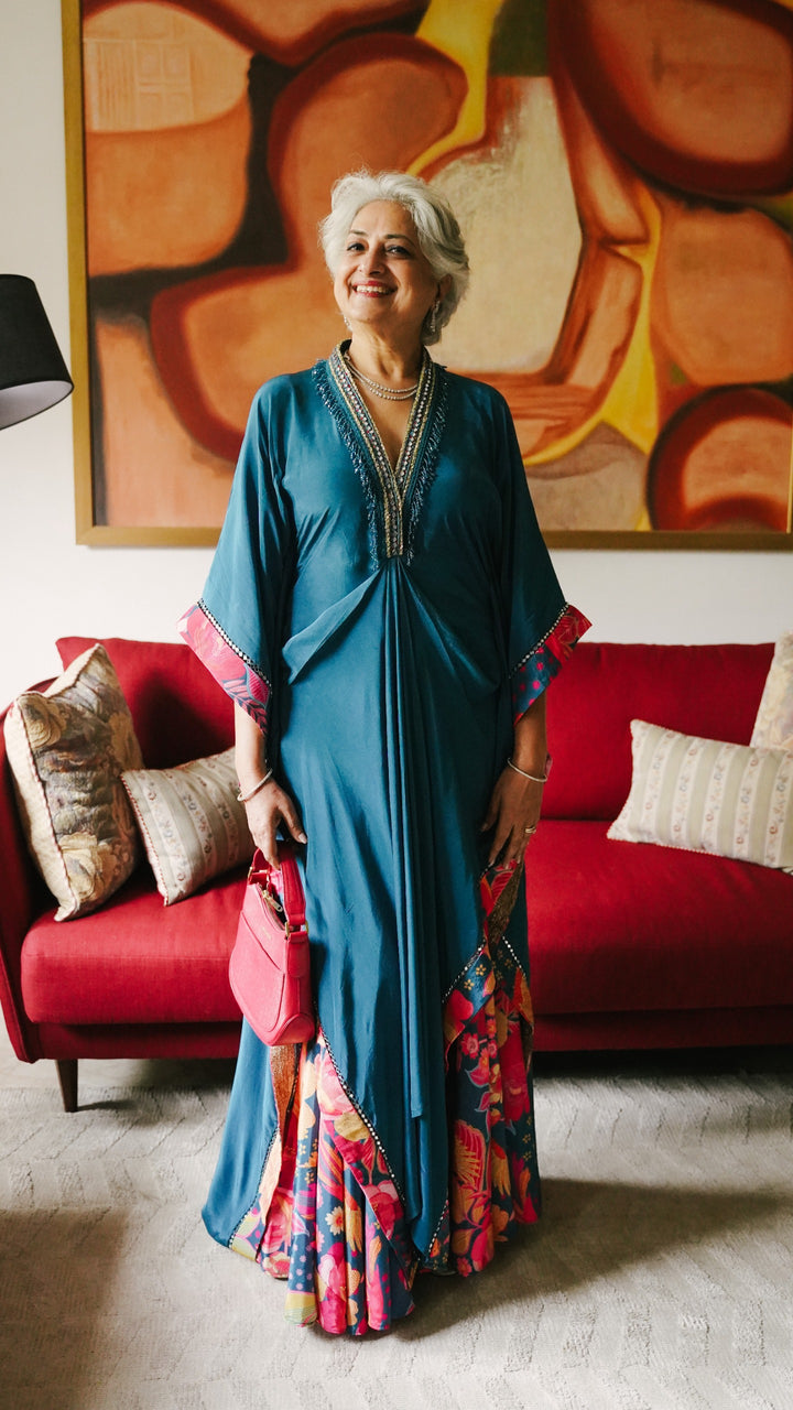 Anju Bhatia in Teal Kaftan Set