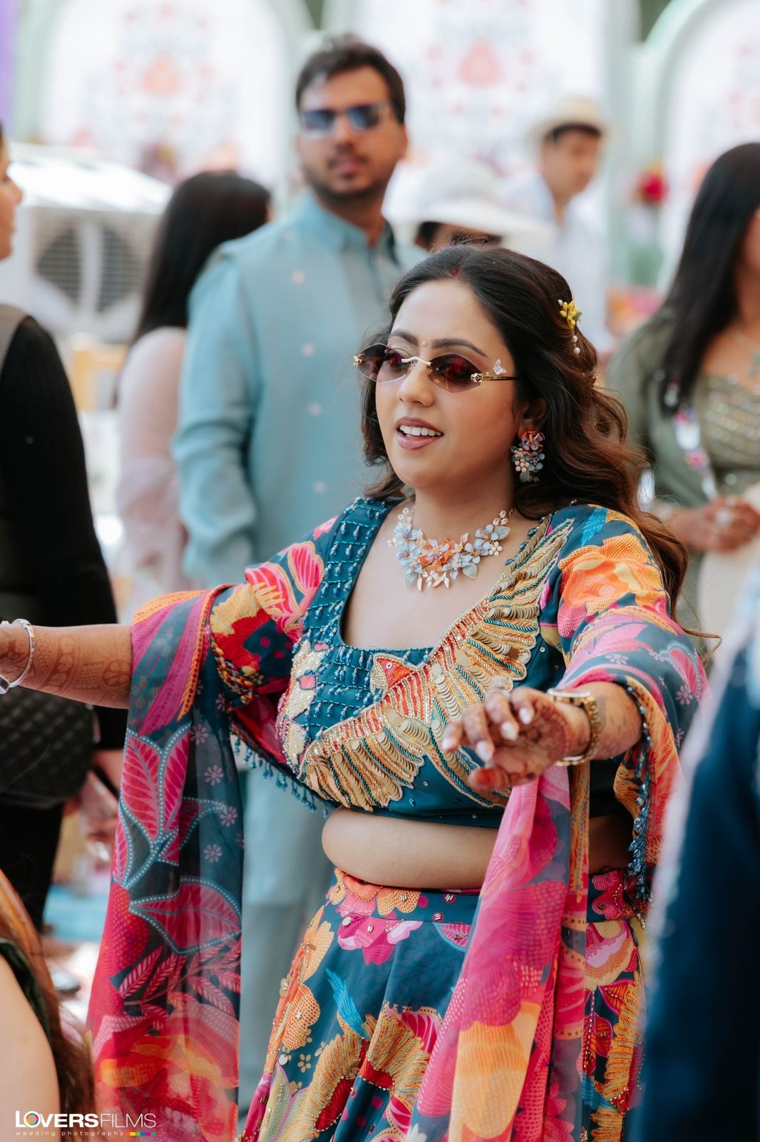 Sonali in Teal Woo Lehanga