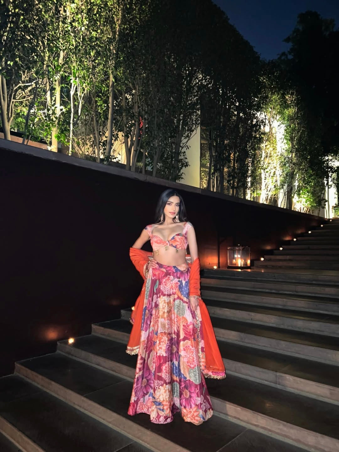 Simran Harjai in Cherry Boho Lehenga