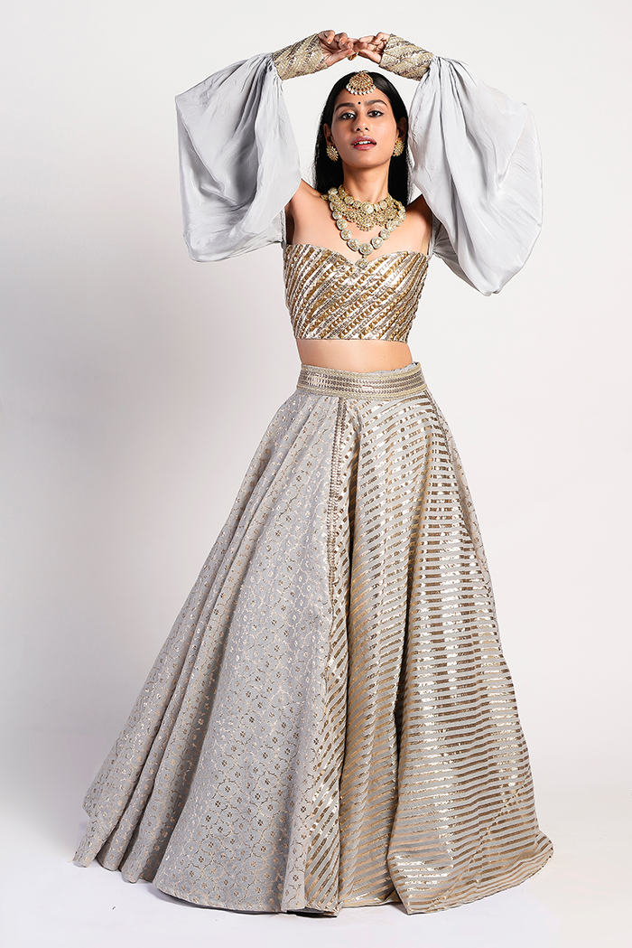 Silver Drop Lehenga