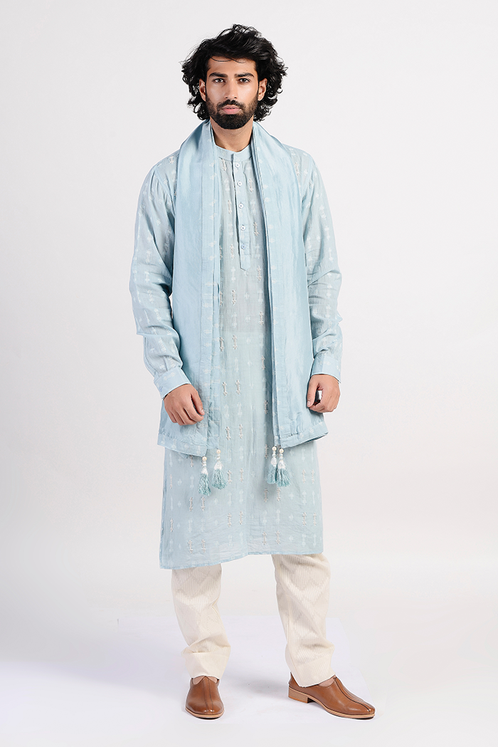 Powder Blue Embroidried Kurta