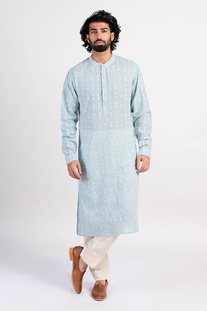 Powder Blue Embroidried Kurta