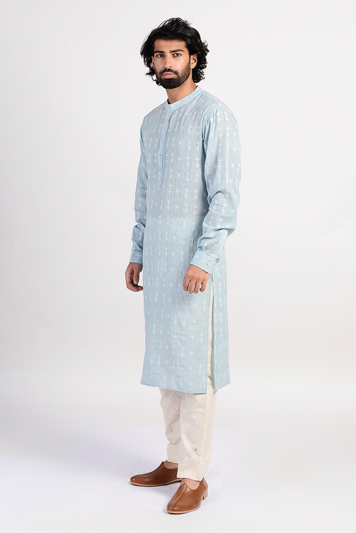 Powder Blue Embroidried Kurta