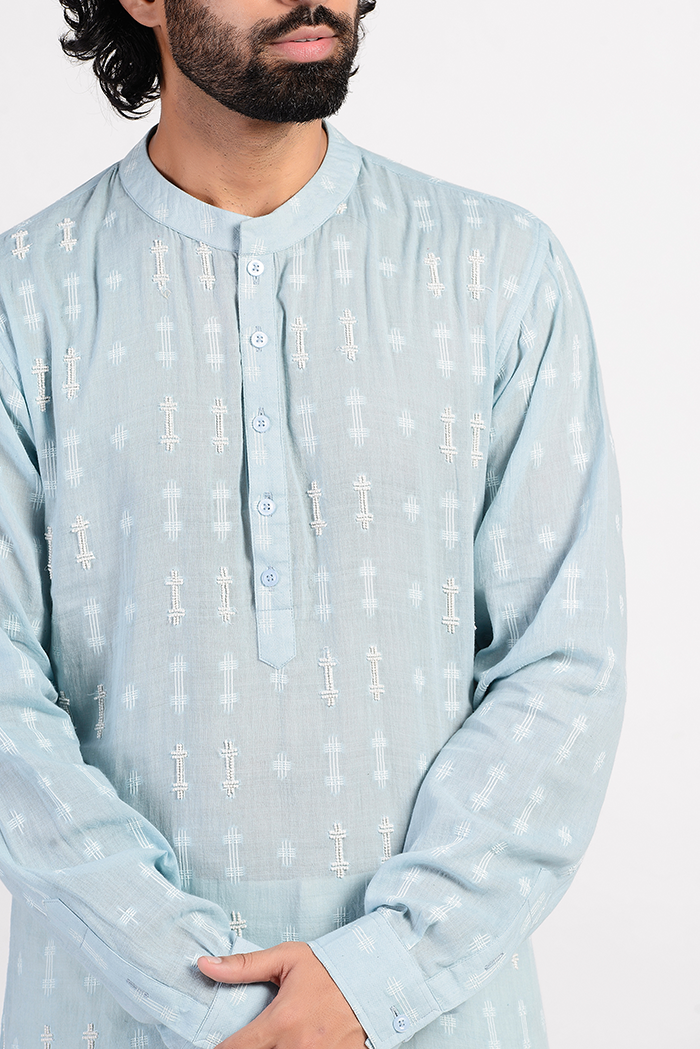 Powder Blue Embroidried Kurta