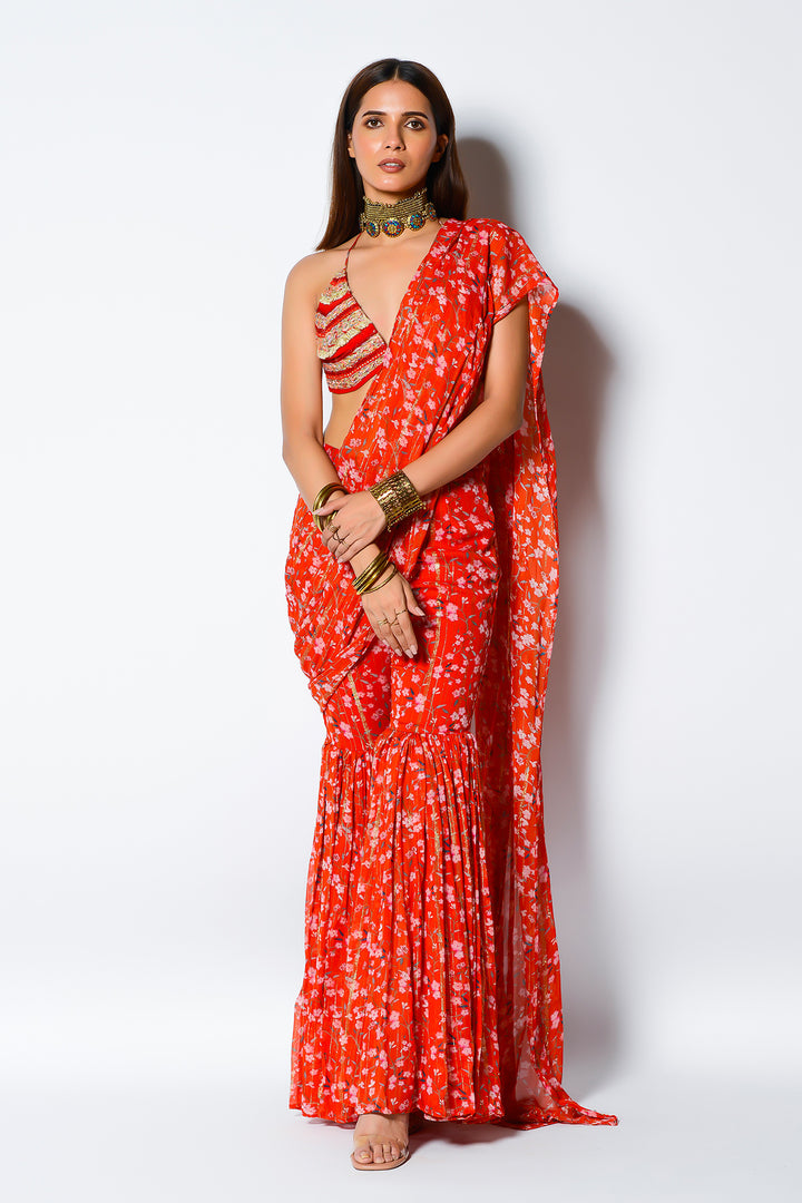 Paprika Date Saree