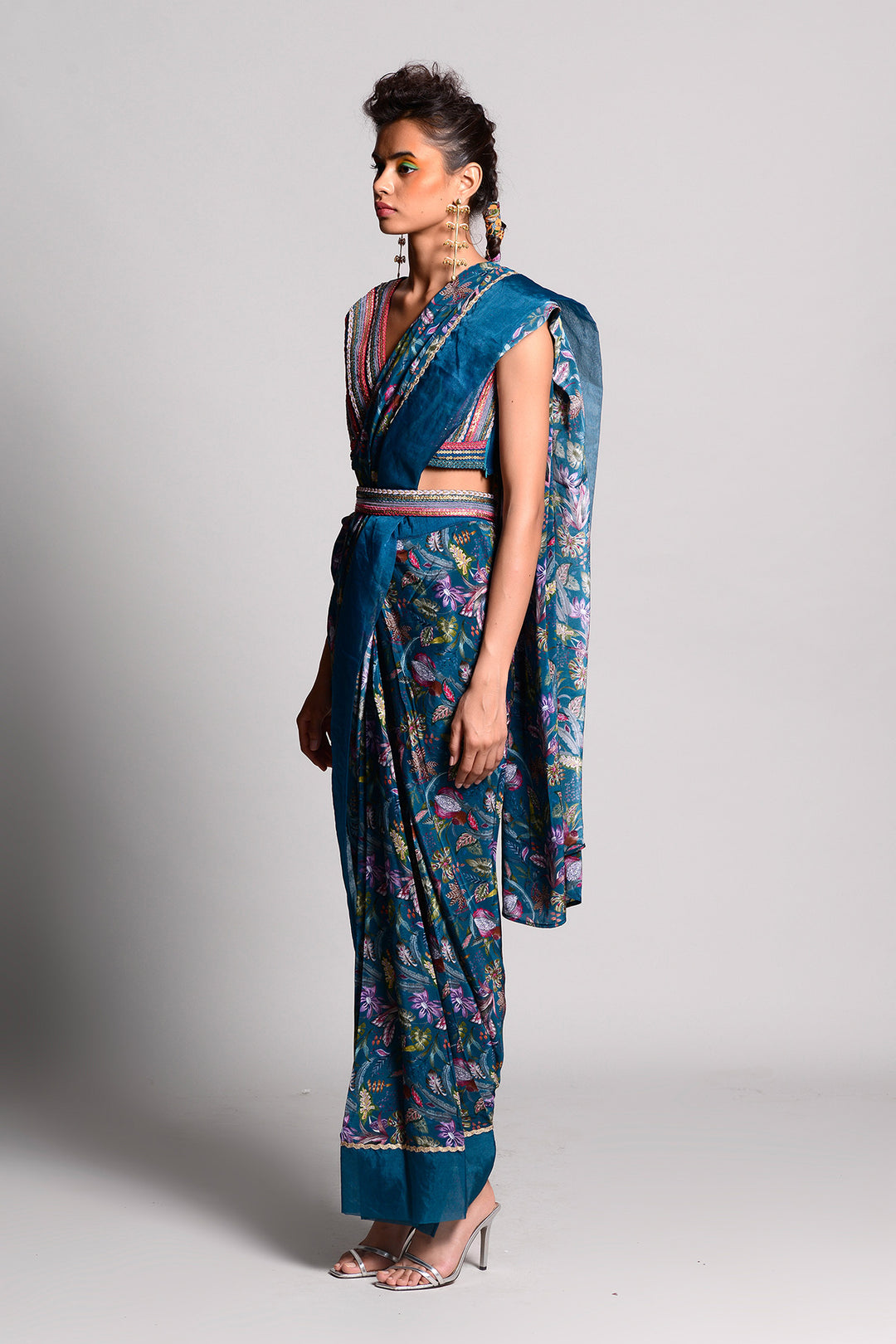 Teal Belt Saree