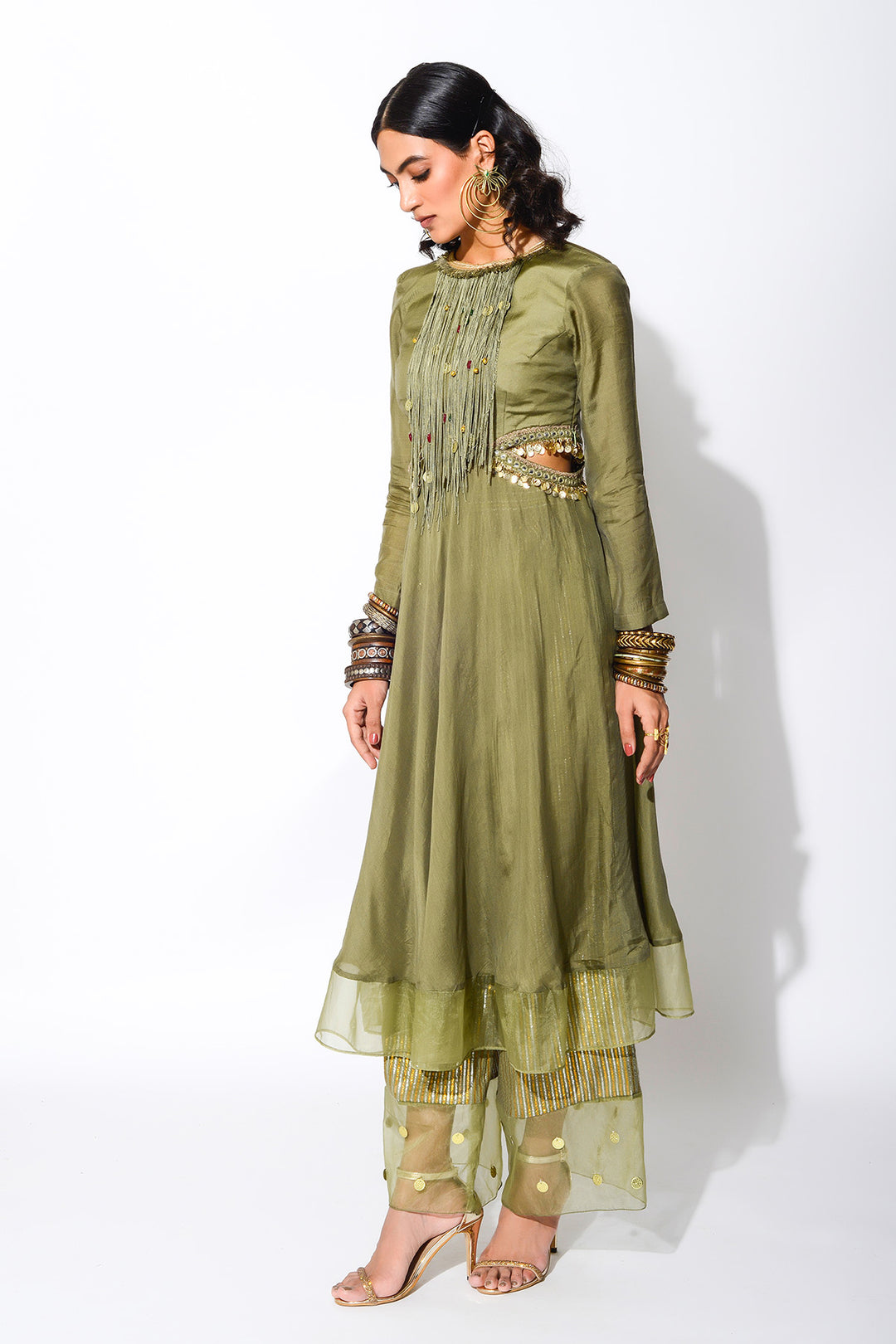 Olive Short Anarkali