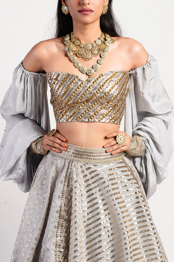 Silver Drop Lehenga