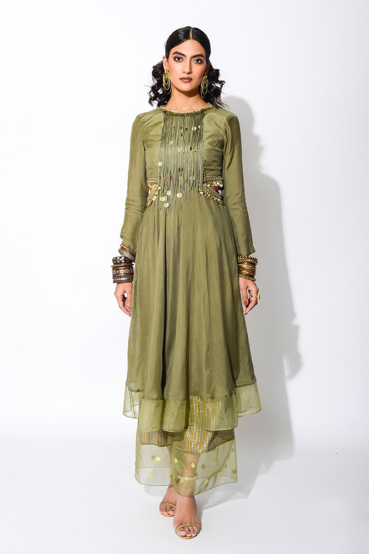 Olive Short Anarkali