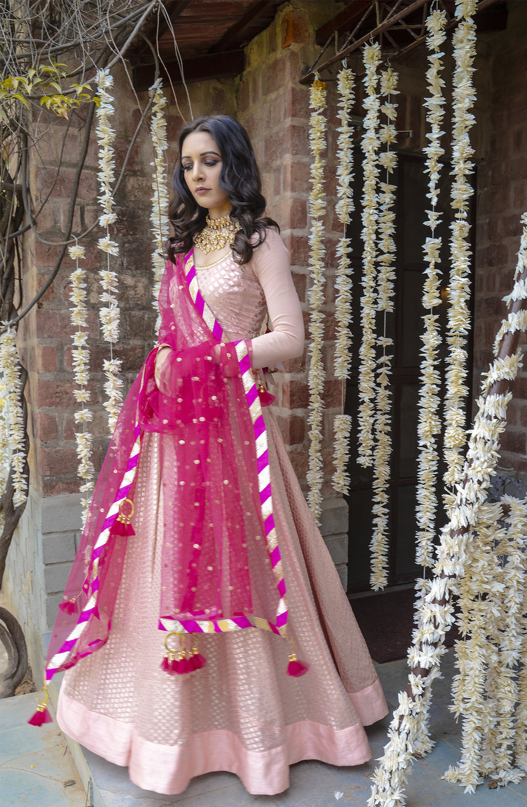 Pink Chanderi Anarkali